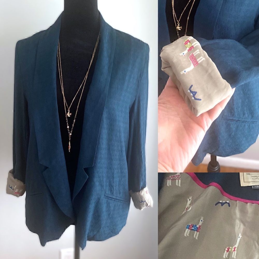 Anthropologie Cartonnier Camello Alpaca Print Draped Blazer Size XS